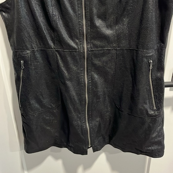 Pebbled Faux Leather Mini Dress Size Large Black - Picture 3 of 7